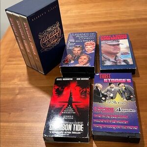 8 misc. vintage VHS tapes - Three Stooges, Crimson Tide, American Comedy